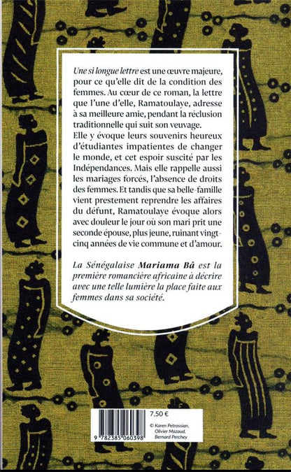 Back cover of Une si longue lettre
