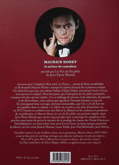 Back cover of Maurice Ronet : Le métier de comédien ; Les vies du feu follet de Jean-Pierre Montal
