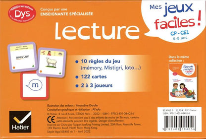 Back cover of Mes jeux de lecture facile ! CP, CE1 ; dys