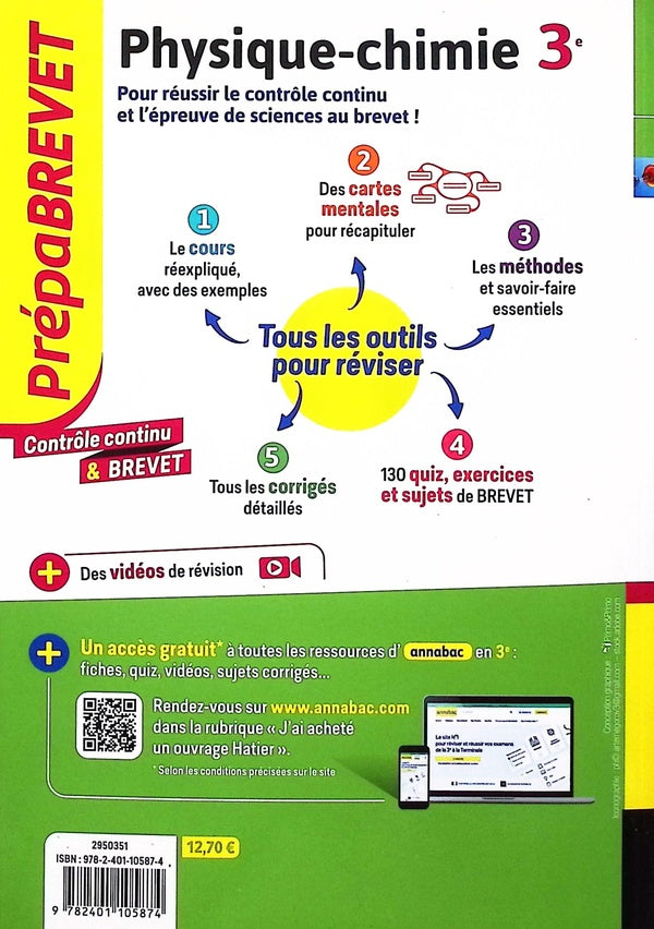 Back cover of Prépabrevet : Physique-Chimie ; 3e ; Contrôle continu & brevet