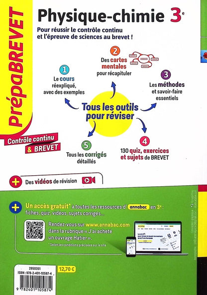 Back cover of Prépabrevet : Physique-Chimie ; 3e ; Contrôle continu & brevet