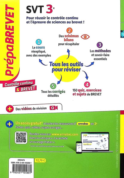 Back cover of Prépabrevet : SVT ; 3e ; Contrôle continu & brevet