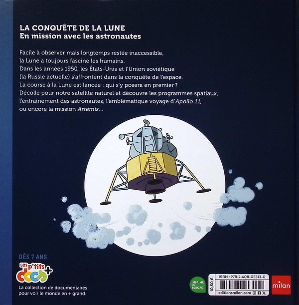 Back cover of La conquête de la Lune : En mission avec les astronautes