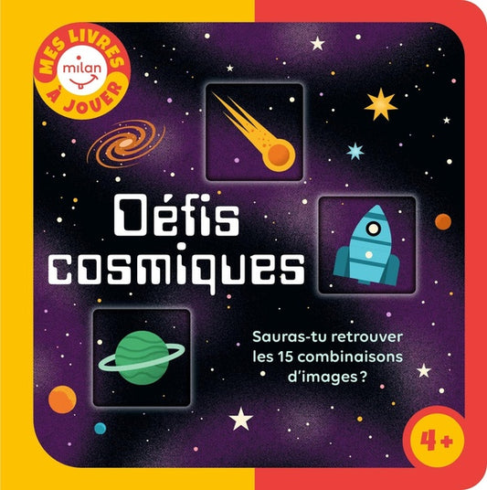 Front cover of Mes livres à jouer : Défis cosmiques : Sauras-tu retrouver les 15 combinaisons d'images ?