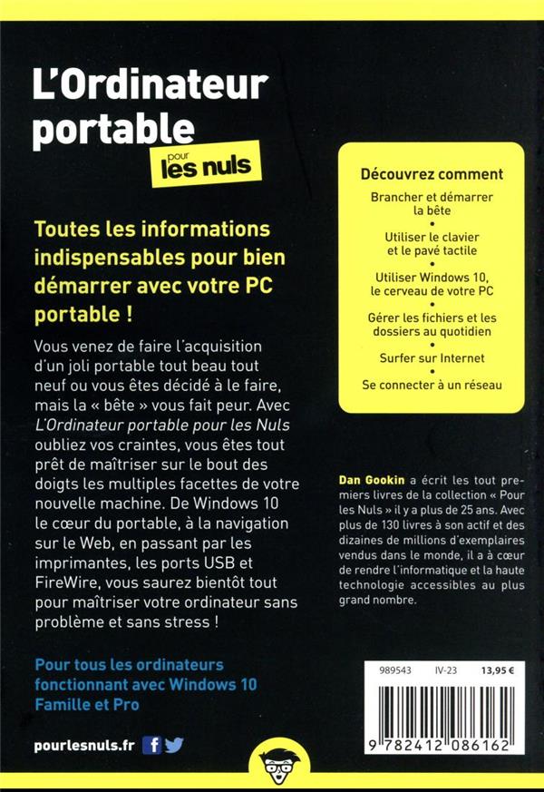 Back cover of L'ordinateur portable pour les nuls (7e édition)