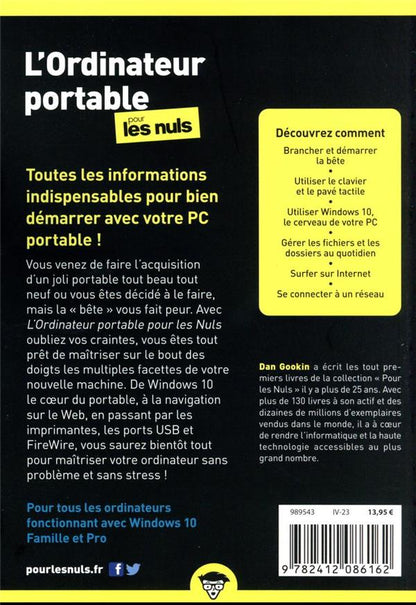 Back cover of L'ordinateur portable pour les nuls (7e édition)