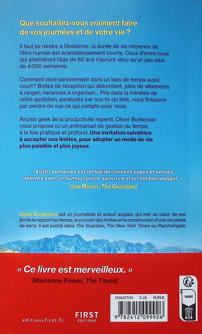 Back cover of 4000 semaines : Antimanuel de gestion du temps à l'usage des mortels