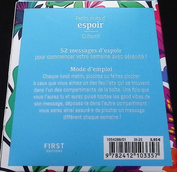 Back cover of Petits mots d'espoir : à piocher pour commencer chaque semaine le coeur léger