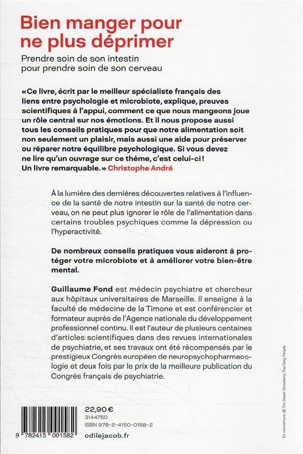 Back cover of Bien manger pour ne plus déprimer : prendre soin de son intestin pour prendre soin de son cerveau