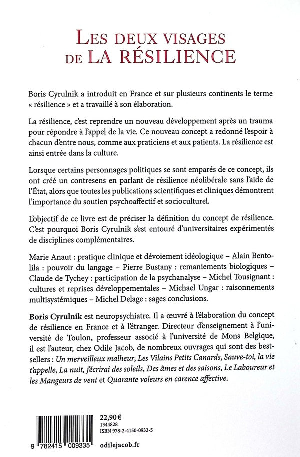 Back cover of Les deux visages de la résilience : Contre la récupération d'un concept
