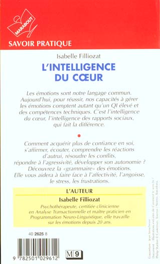 Back cover of L'intelligence du coeur ; confiance en soi, creativite, aisance relationnelle, autonomie