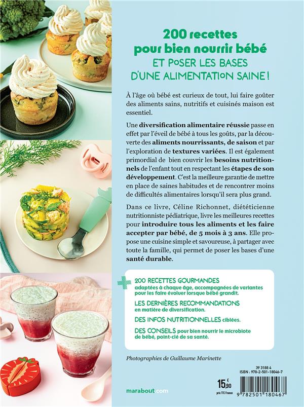 Back cover of Le grand livre des recettes de mon bébé : 200 recettes de 5 mois à 3 ans