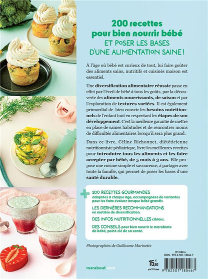 Back cover of Le grand livre des recettes de mon bébé : 200 recettes de 5 mois à 3 ans