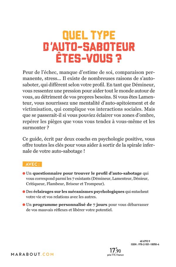 Back cover of En finir avec l'auto-sabotage : La méthode des 7 profils pour sortir du cercle vicieux