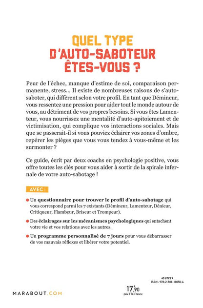 Back cover of En finir avec l'auto-sabotage : La méthode des 7 profils pour sortir du cercle vicieux