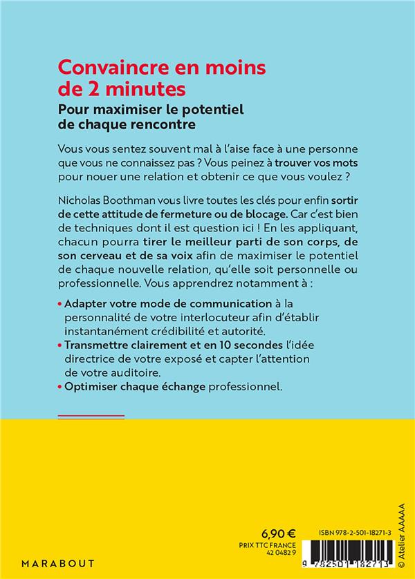 Back cover of Convaincre en moins de 2 minutes