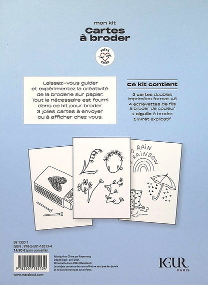 Back cover of Mon kit cartes à broder : 3 cartes à broder et à envoyer