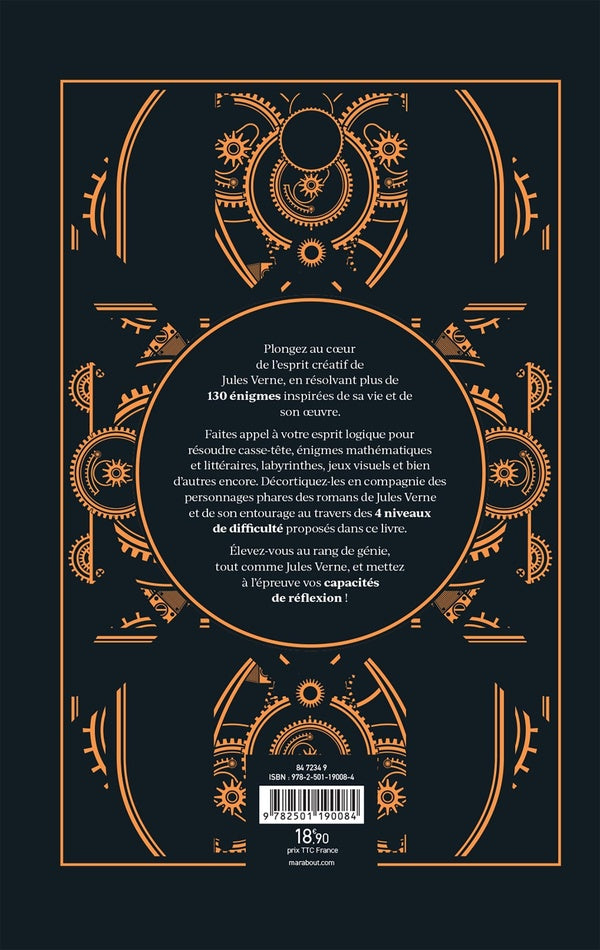 Back cover of Le grand livre des énigmes : Jules Verne ; 130 énigmes fantasmagoriques à résoudre