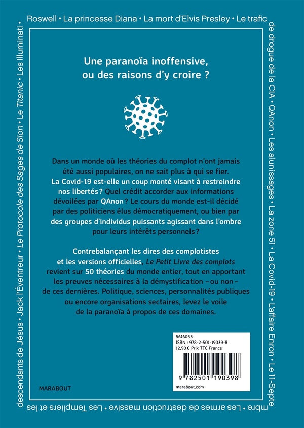 Back cover of Le petit livre des complots : Décryptage des 50 théories les plus connues à travers le monde