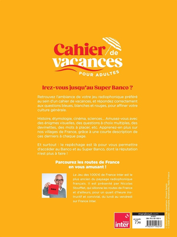 Back cover of Cahier de vacances pour adultes : Le jeu des 1000euros