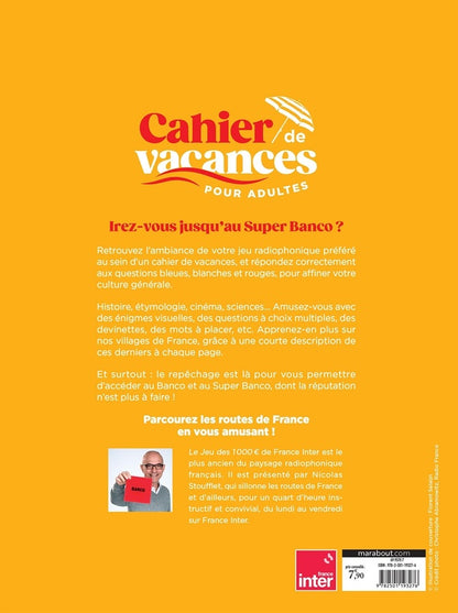 Back cover of Cahier de vacances pour adultes : Le jeu des 1000euros