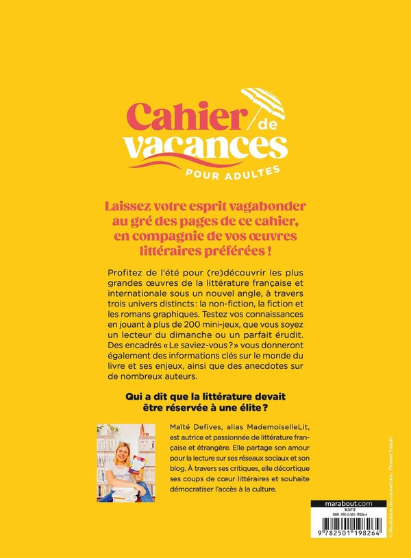 Back cover of Cahier de vacances pour adultes : Littérature
