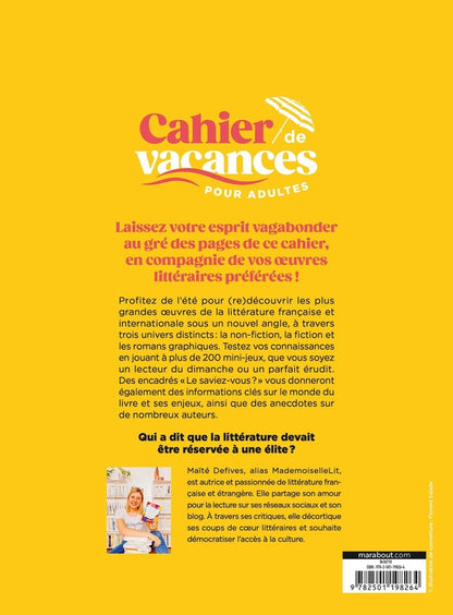Back cover of Cahier de vacances pour adultes : Littérature