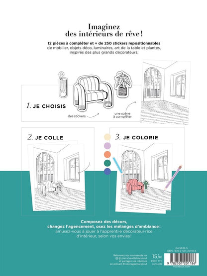 Back cover of Stick & colour - Déco design : Je choisis, je colle, je coloris