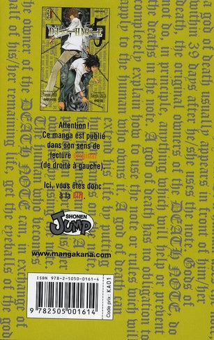 Back cover of Death note Tome 5