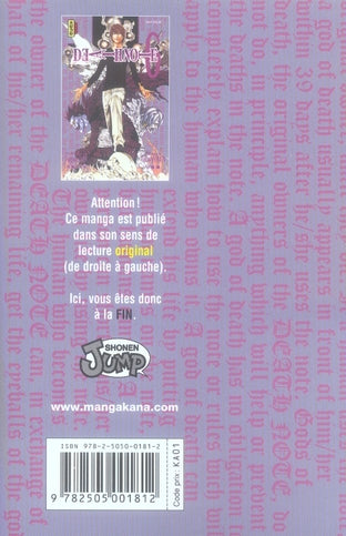 Back cover of Death note Tome 6