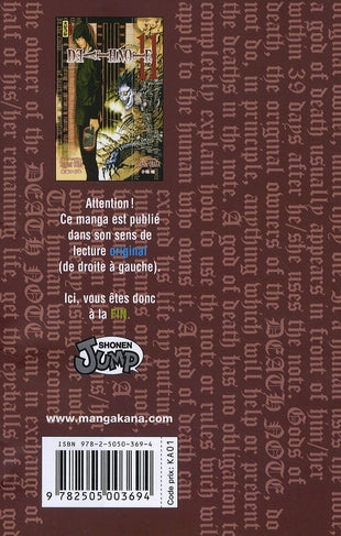 Back cover of Death note Tome 11