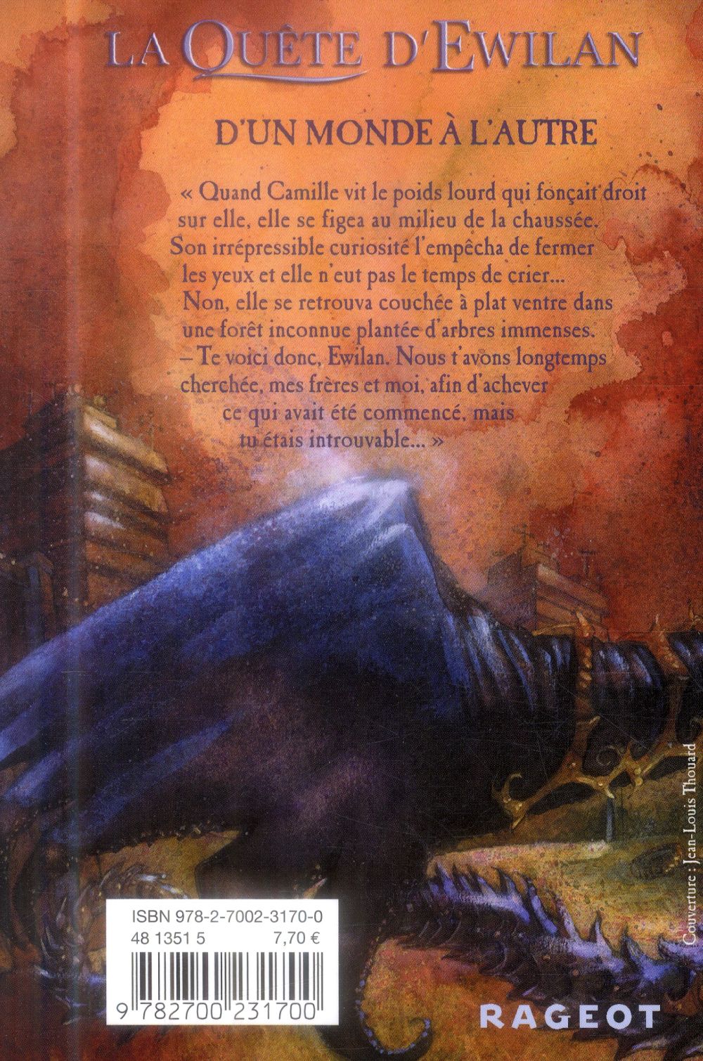 Back cover of La quête d'Ewilan Tome 1 : d'un monde à l'autre