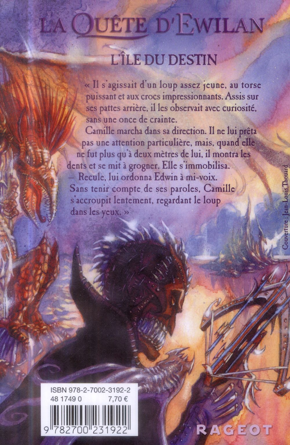 Back cover of La quête d'Ewilan Tome 3 : l'île du destin