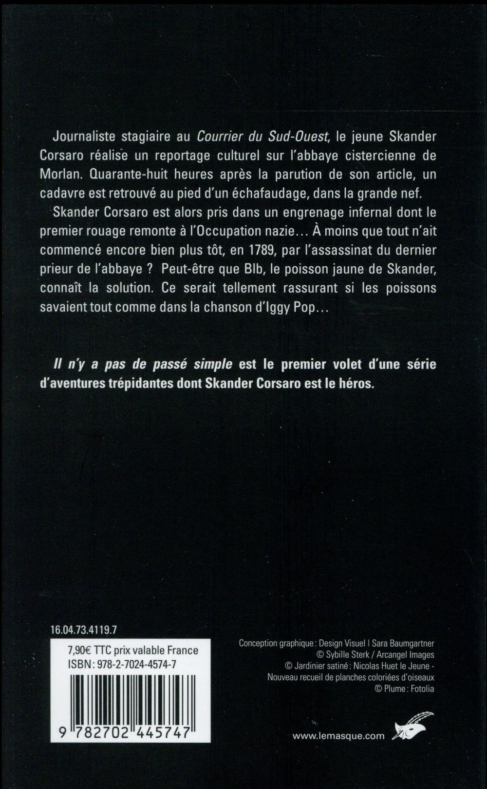 Back cover of Il n'y a pas de passé simple                     (Prix du festival de Beaune (prix du premier roman) 2016)