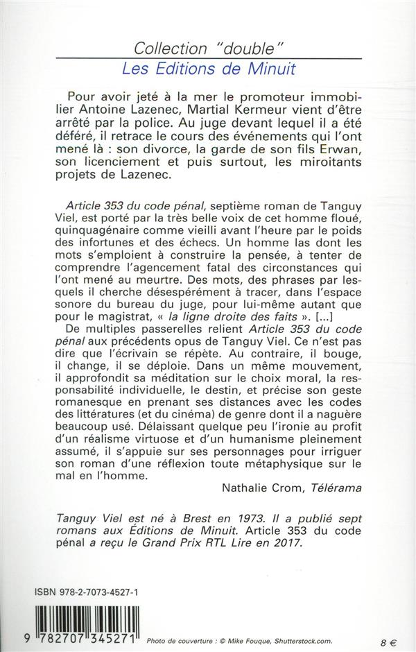 Back cover of Article 353 du code pénal