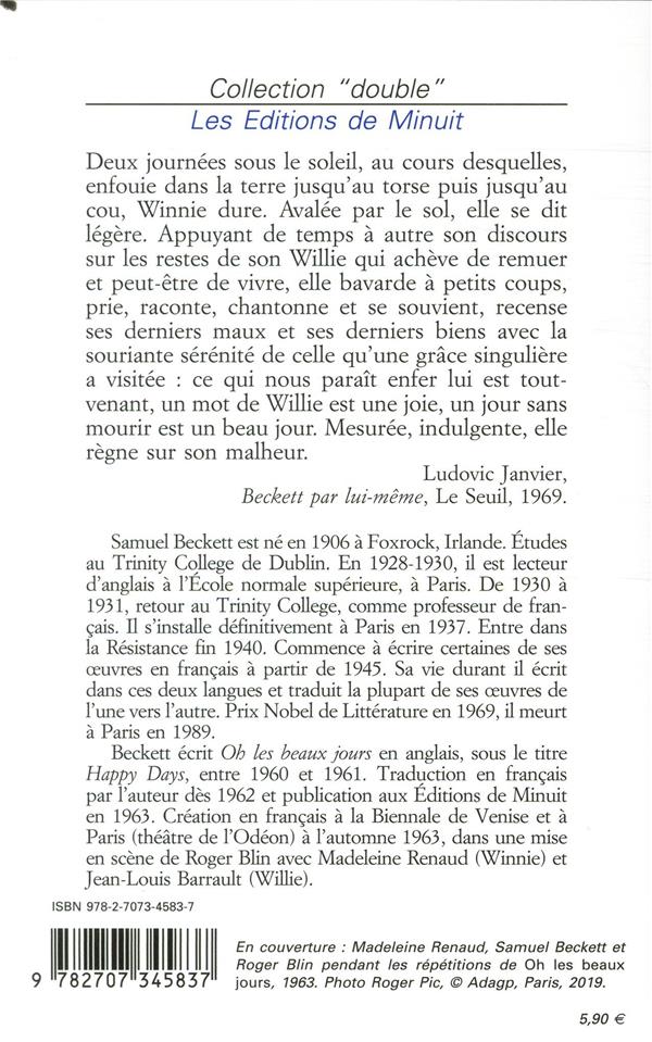 Back cover of Oh les beaux jours