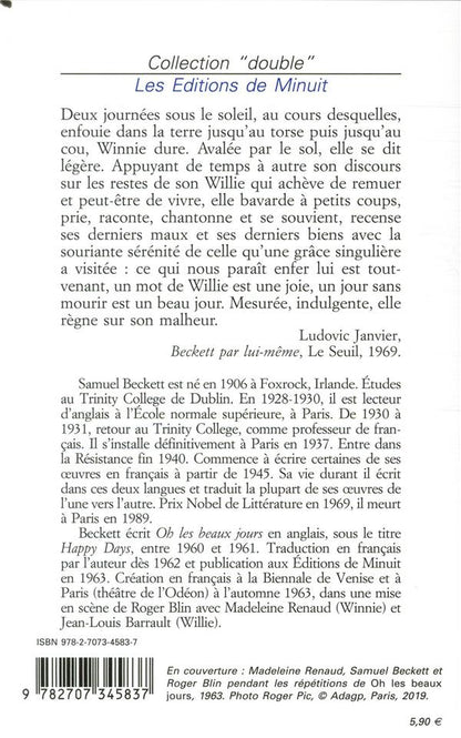 Back cover of Oh les beaux jours