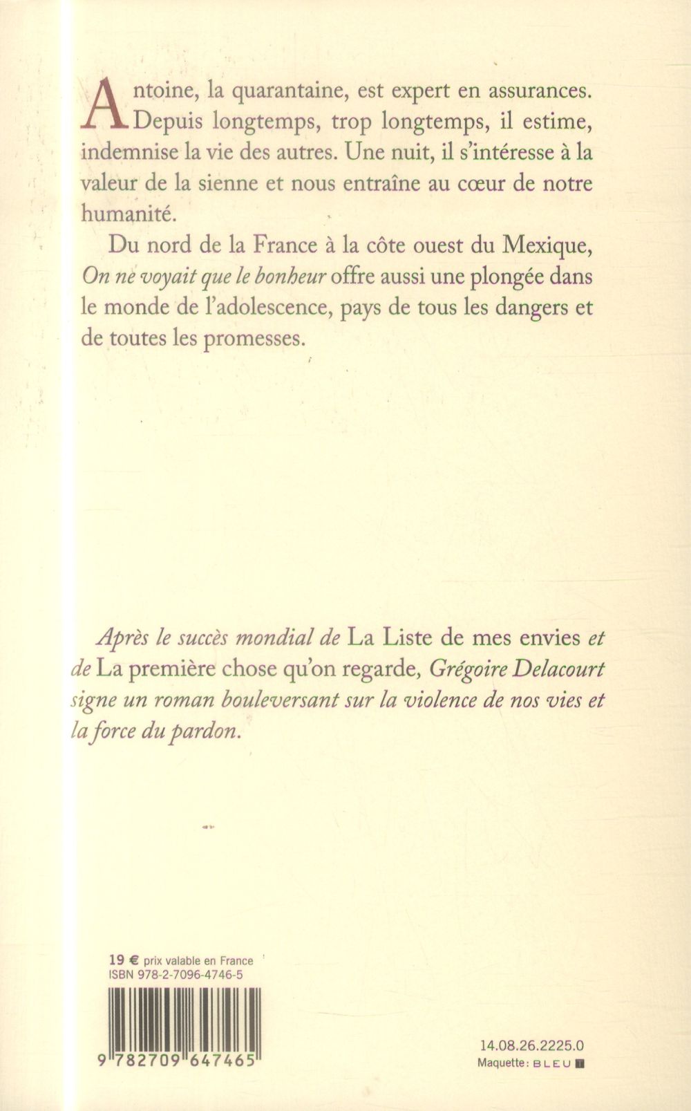 Back cover of On ne voyait que le bonheur