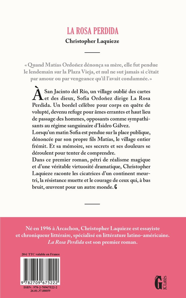 Back cover of La Rosa Perdida