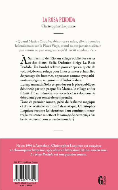 Back cover of La Rosa Perdida