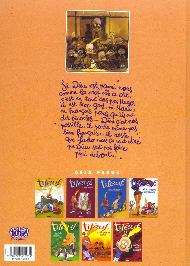 Back cover of Titeuf Tome 1 : Dieu, le sexe et les bretelles