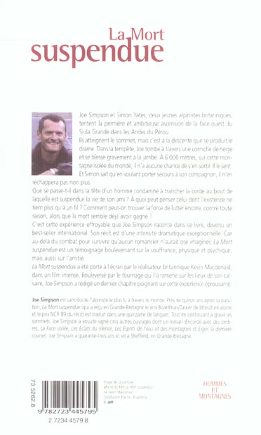 Back cover of La mort suspendue