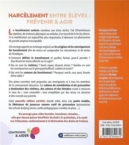 Back cover of Harcèlement entre élèves : Prévenir & agir