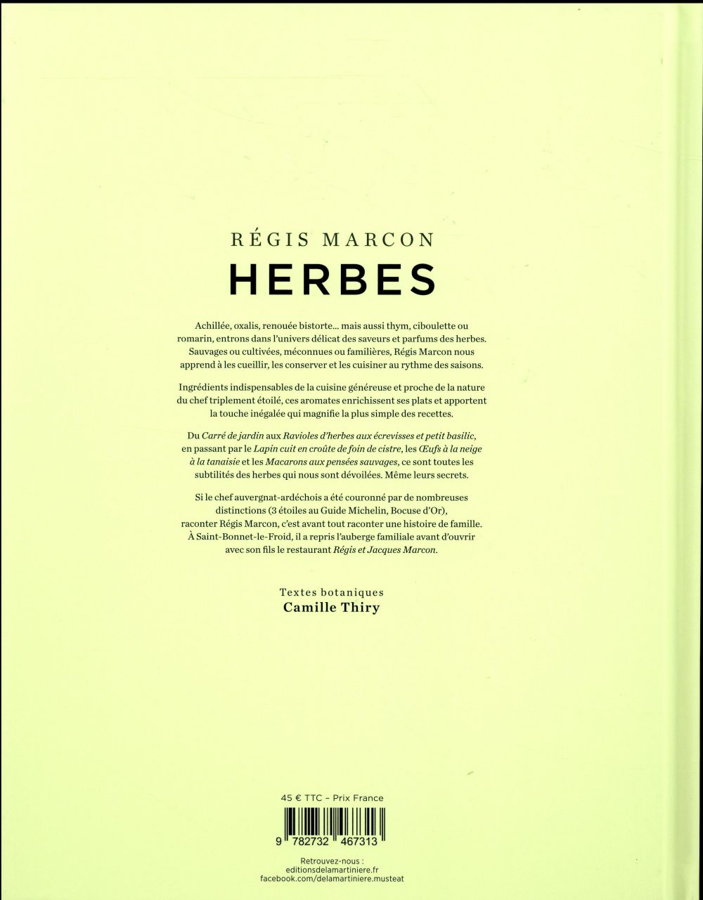 Back cover of Herbes ; 70 herbes potagères et sauvages, 130 recettes