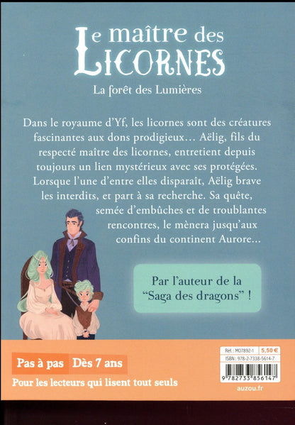 Back cover of Le maître des licornes Tome 1 : La forêt des lumières