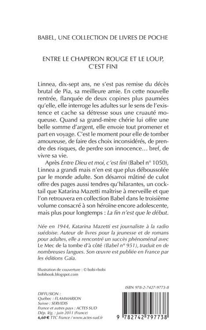 Back cover of Entre le chaperon rouge et le loup, c'est fini