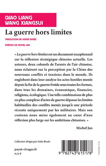 Back cover of La guerre hors limites                     (préface Michel Jan)