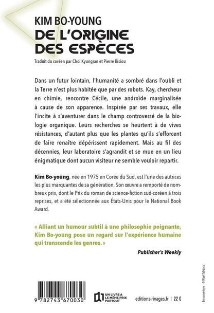 Back cover of De l'origine des espèces