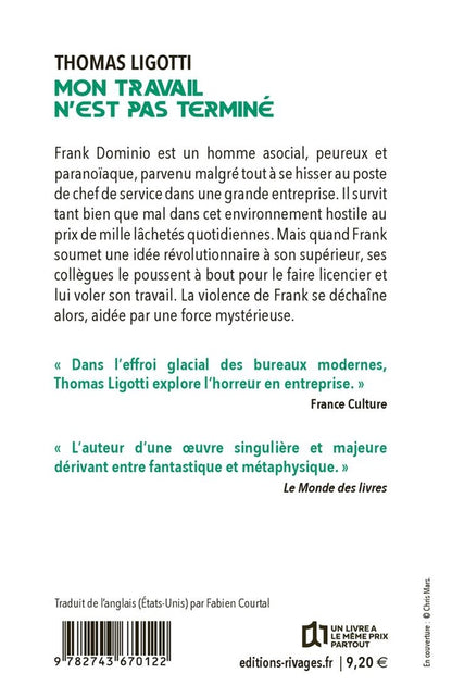 Back cover of Mon travail n'est pas terminé