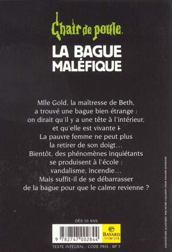 Back cover of Chair de poule Tome 61 : la bague maléfique